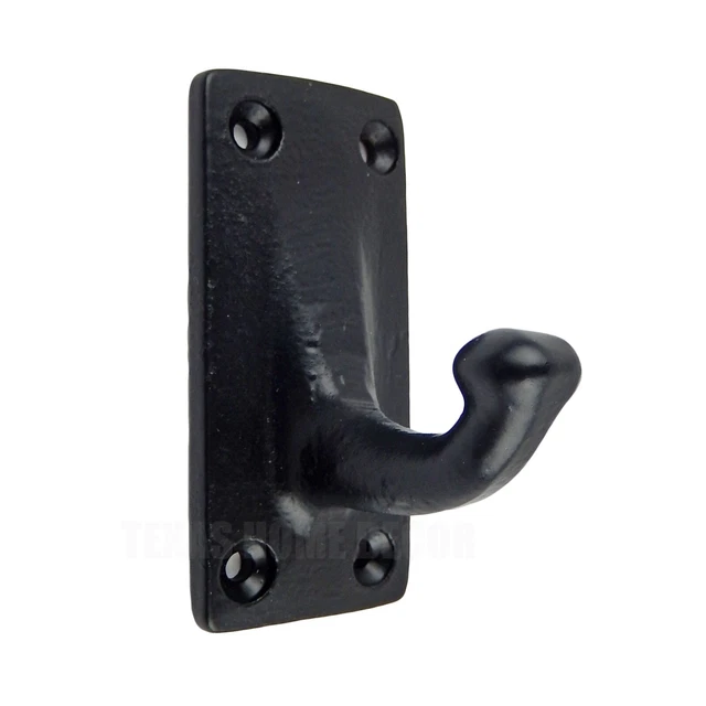 Black Farmhouse Single Wall Hook Cast Iron Key Coat Towel Hanger Powder Coated