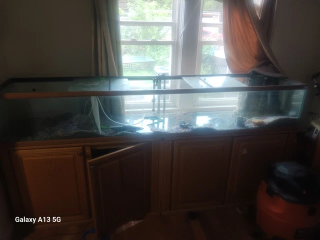aquarium tank and stand. 8ft reef tank 2 canister filters stand