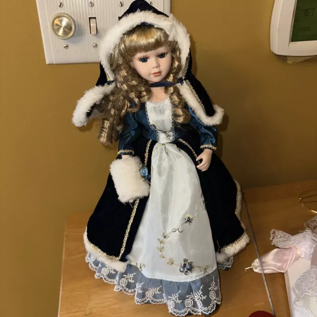 Porcelain Doll With Beautiful Clothes 15 Inches 3