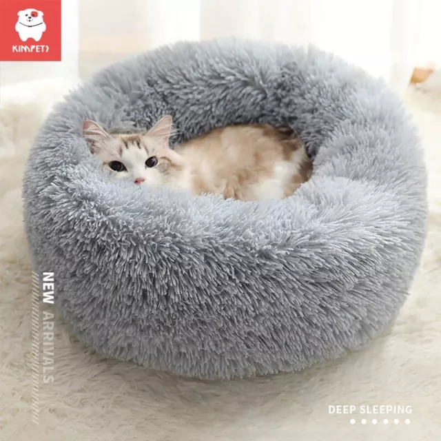 Donut Pet Dog Cat Bed Soft Warm Washable Calming Sleeping Bed Round Cuddler USA