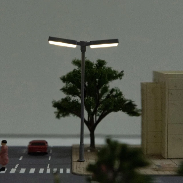 PACK DE 5 Lampadaires DEL échelle HO Pour Modèle Ferroviaire Avec éclairage B EUR 10,37