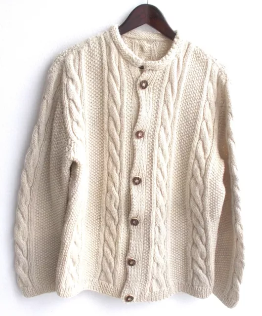 Herren Trachten Strick Janker/Jacke natur m. Zopfmuster ca. Gr. 52