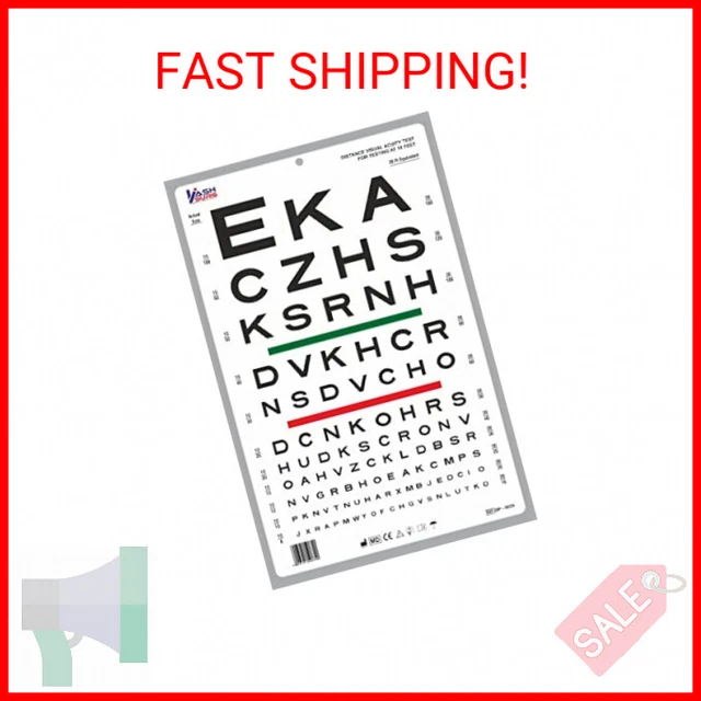 Snellen Visual Acuity Eye Chart for 10 Feet Chart 14 x 9 Inches