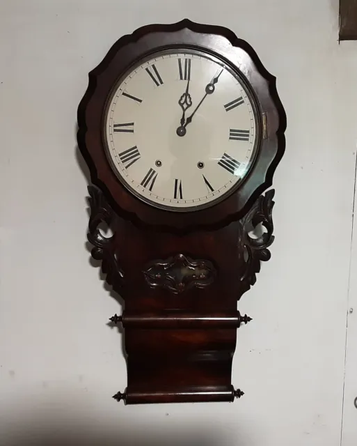 American drop dial clock, probably Ansonia, 1880's has been overhauled, walnut c