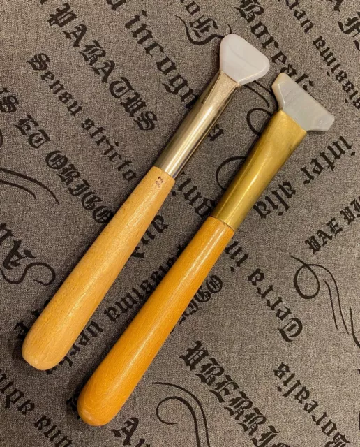 2x Glättzahn mit Achat Buchbinder Werkzeug Achatglättzahn  Relieur Bookbinding ~