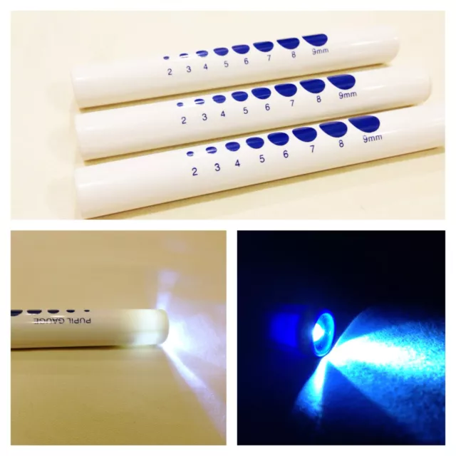 3 New LED Medical Diagnostic Pen light Penlights Pupil Gauge Free Ship -3 Pieces