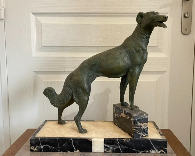 Statue D'oiseaux Hirondelles En Régule Et Marbre Style Art Déco, Original