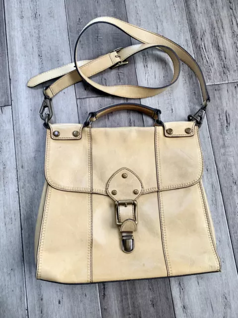 FOSSIL Vtg Revival Satchel Yellow Leather Satchel Crossbody Handbag Purse FOSSIL Vtg Revival Satchel Yellow Leather Satchel Crossbody Handbag Purse
