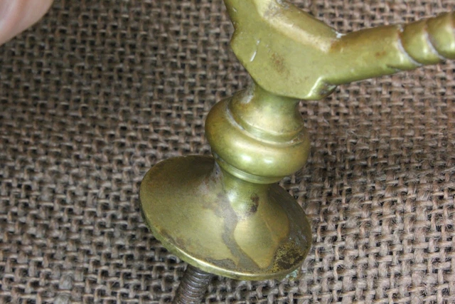 Old Hall Mirror Coat Hook Antique Brass Fancy Vintage Tarnished Mansion 12