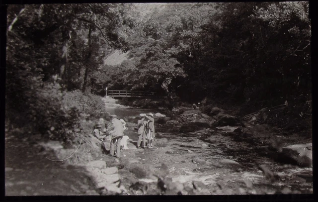 Glass Magic Lantern Slide AT THE WATERSMEET LYNMOUTH C1920 PHOTO DEVON