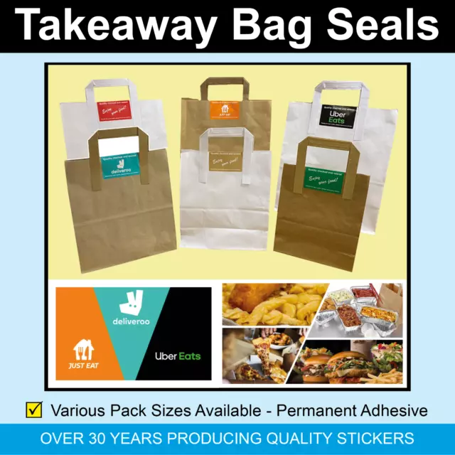 Takeaway Paper / Plastic Bag Seals - 80 x 100mm Packing Sticky Labels / Stickers
