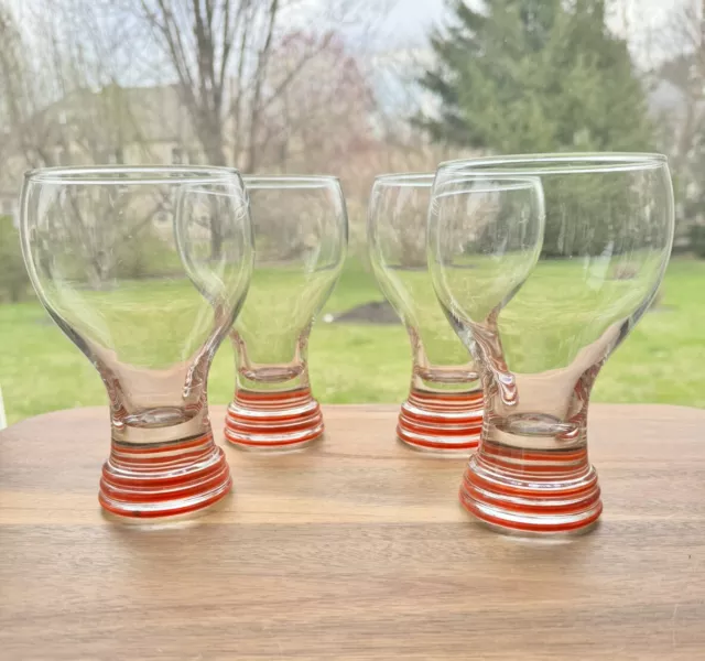 Homer Laughlin Fiesta Ware Goblets Glasses Persimmon Banded 16 oz ~Set of 4