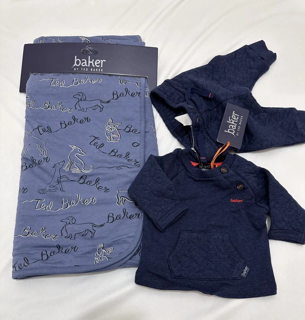 BNWT BABY BOYS Ted Baker Baby Blanket And Top Joggers Outfit Set Newborn 29.99 PicClick UK