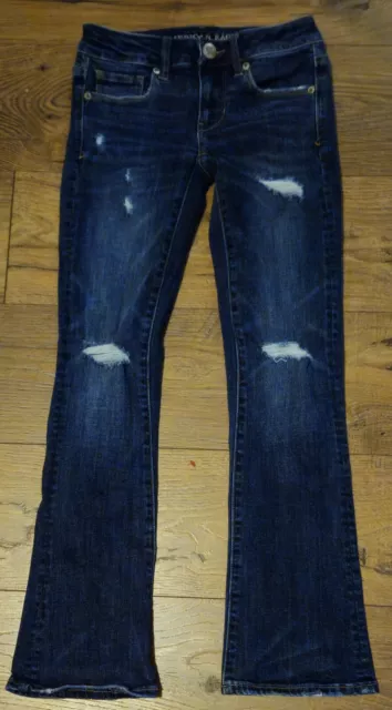 AMERICAN EAGLE OUTFITTERS STRETCH WOMENS JEANS SIZE 0 SHORT Distressed