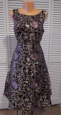 NWT Liza Luxe All Your Allure A-Line Dress in Black Floral Pockets Sz M Classy