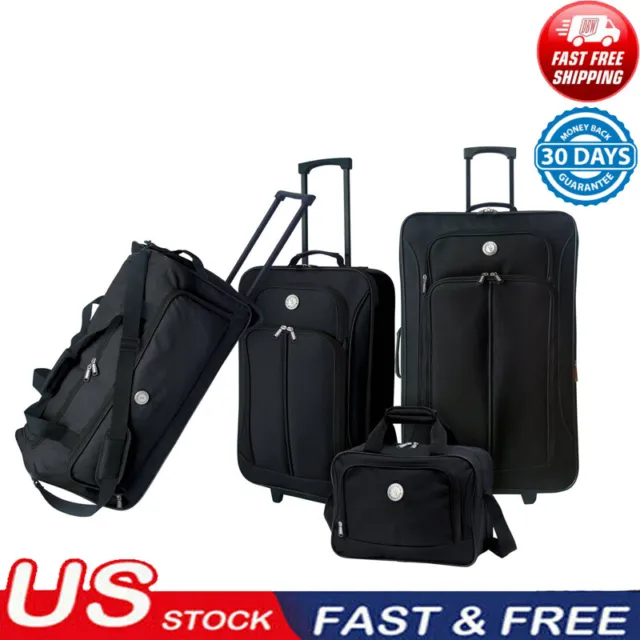 Luggage Travel Set 4 Piece Storage Upright Carry-On Expandable Suitcase Outdoor