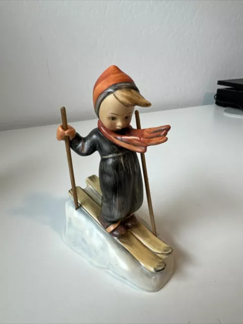 Vintage 1950-1970’s Hummel Boy Skier Figurine #59 W Germany Wood Poles