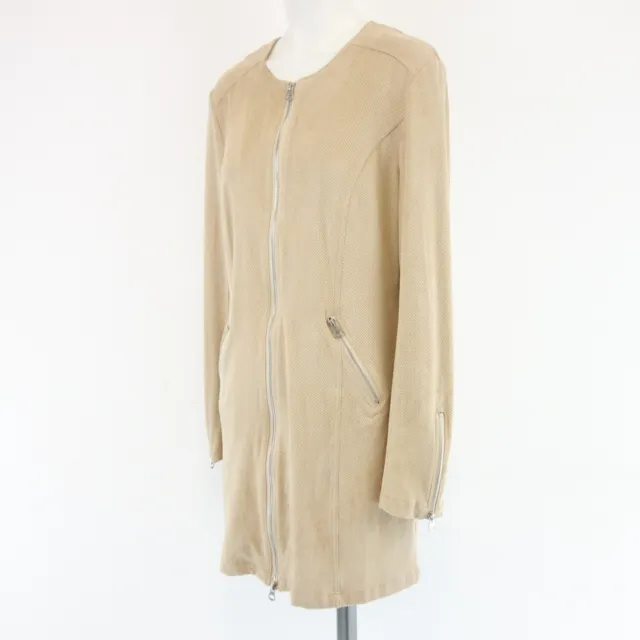 Rino & Pelle Long Femmes Été Veste Manteau Court Beige Faux Cuir Sauvage Simili