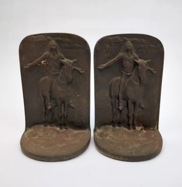 Dallin Appeal To The Great Spirit Cast Bronze Bookends. Indian On Horseback