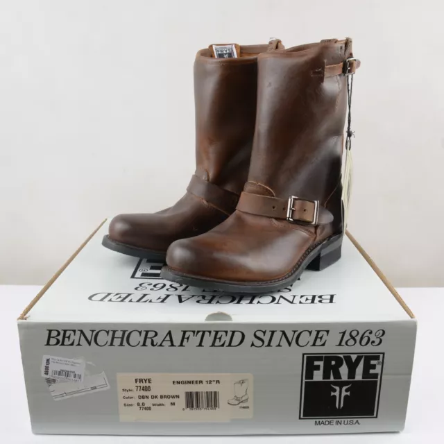 Frye 77400 Brown Engineer 12R RIDING WORK BUCKLE BOOTS Womens Made In USA SZ 8 M