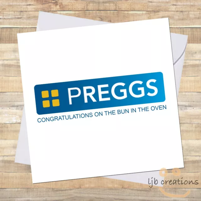 Funny PREGGS Card Expecting A Baby Pregnant Congratulations Baby Shower News LOL