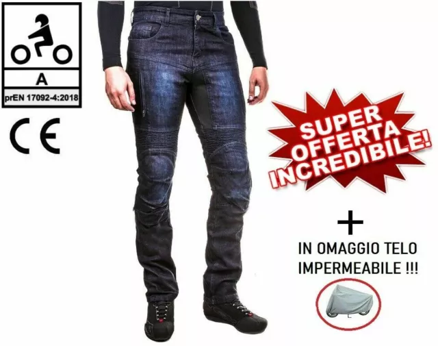 Jeans da moto Denim Estivi CE Certificati Con Kevlar, Rinforzi Protezioni CE