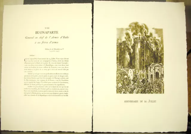 NAPOLÉON BONAPARTE PRISE de La Bastille en feu Discours du 14 jui 1797