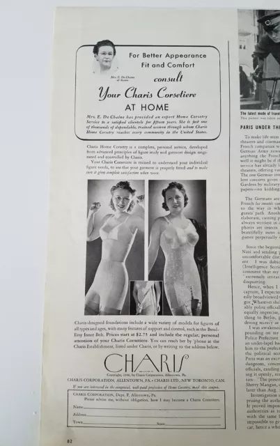 1940 CHARIS CORSETIERE corset women's girdles bra fashion ad $9.99