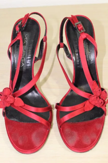 Via Spiga Made in Italy Strappy Red Roses Sling Pumps Heels Shoes US 9 1/2 M