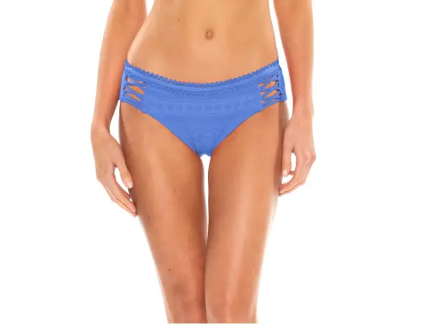 $99 Becca Swimwear Women's Blue Stretch Hipster Lace-Up Crochet
