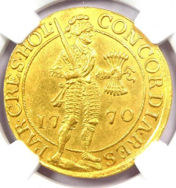1770 Netherlands Holland Gold 2 Ducats Coin (2D) - XF / AU Details - Rare!