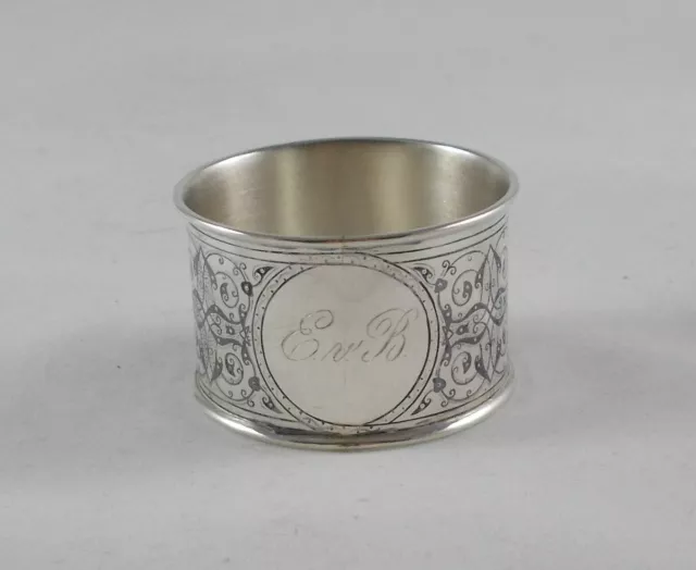 Rare Large Napkin Ring Niello Decor From Austria IN 900er Silver