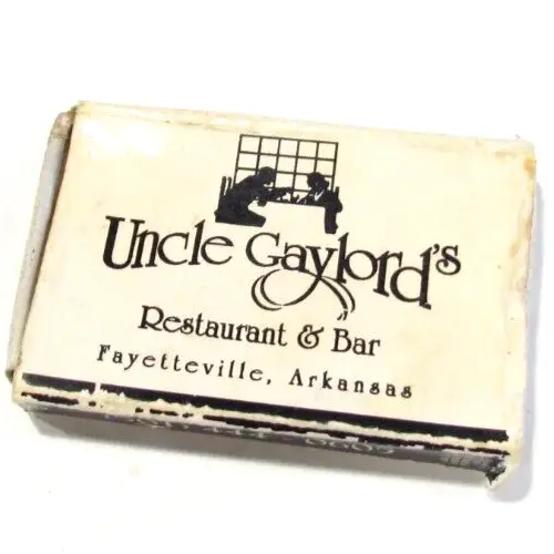 Uncle Gaylords Restaurant & Bar Matchbox Fayetteville Arkansas Collectible