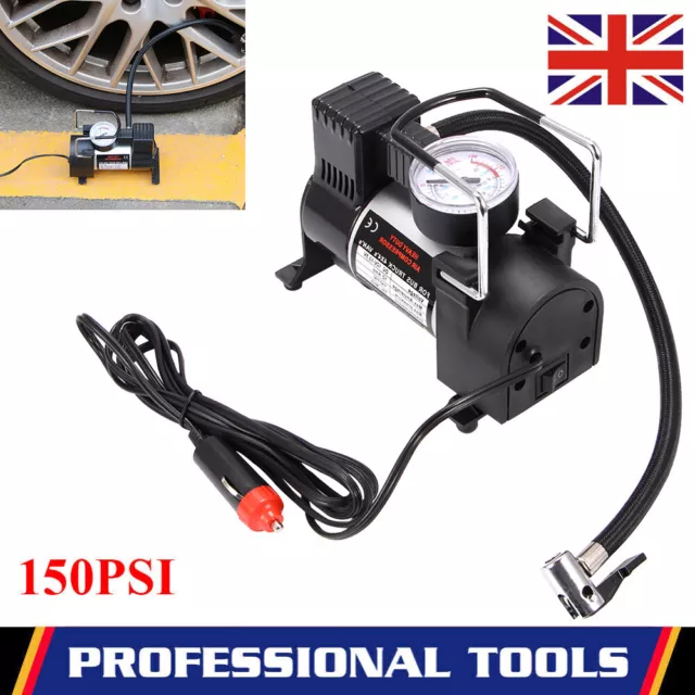 Heavy Duty Portable Electric Car Tyre Inflator 150Psi Air Compressor Pump 12V Uk