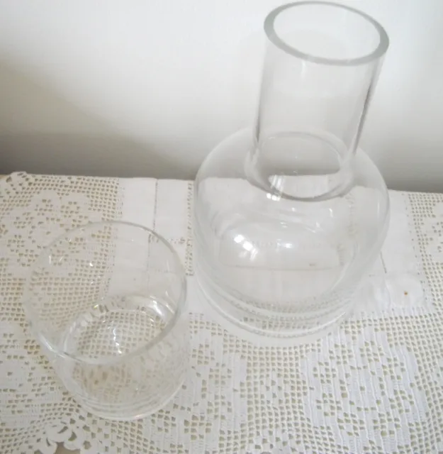 GOOD QUALITY GLASS BEDSIDE WATER CARAFE DECANTER with TUMBLER