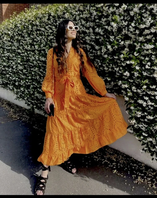 ZARA ORANGE CUTWORK Embroidery Midi Dress with Belt Size L BNWT 60.00 - PicClick UK ZARA ORANGE CUTWORK Embroidery Midi Dress with Belt Size L BNWT 60.00 - PicClick UK