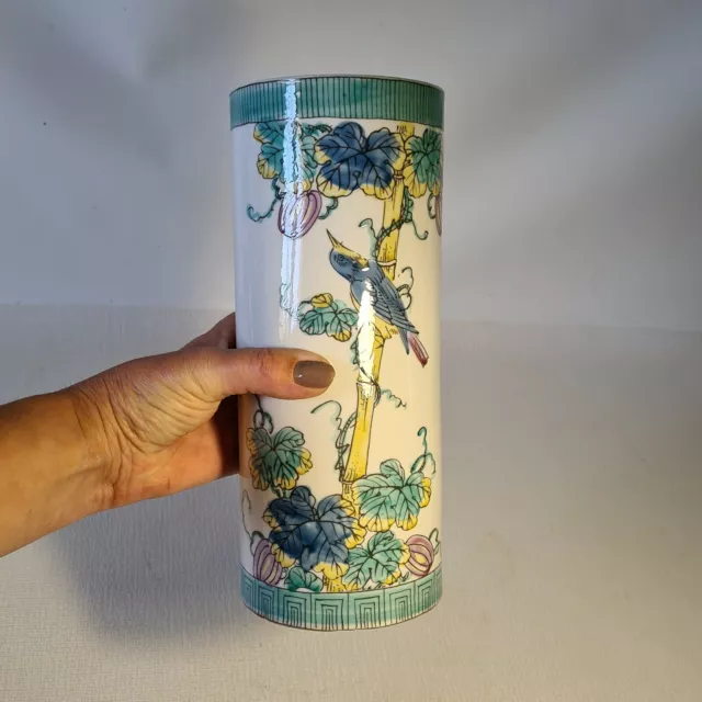 🌼 chine ? superbe vase rouleau en porcelaine a identifier