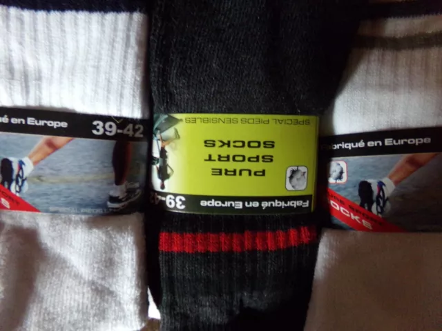 lot de 10 a 40 paires de chaussettes tennis sport a rayure pour homme
