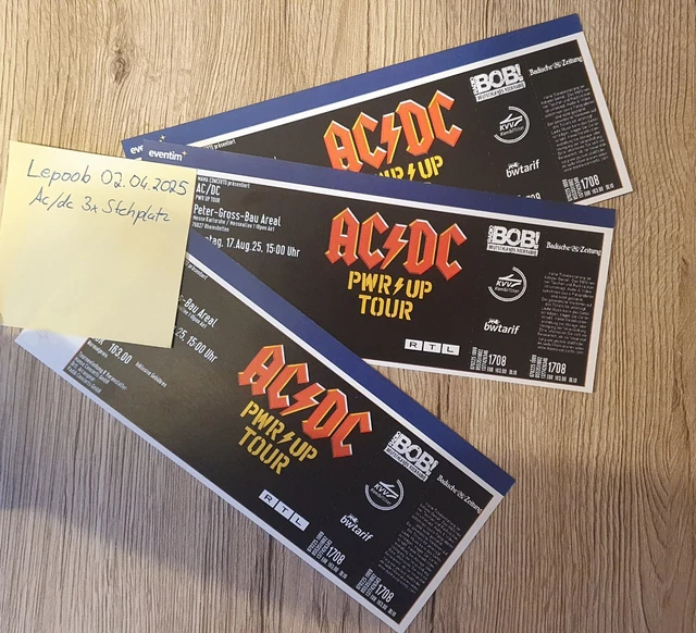 3X AC/DC TICKETS Rheinstetten PWR UP TOUR 2025 Messe 17.08.2025 ...