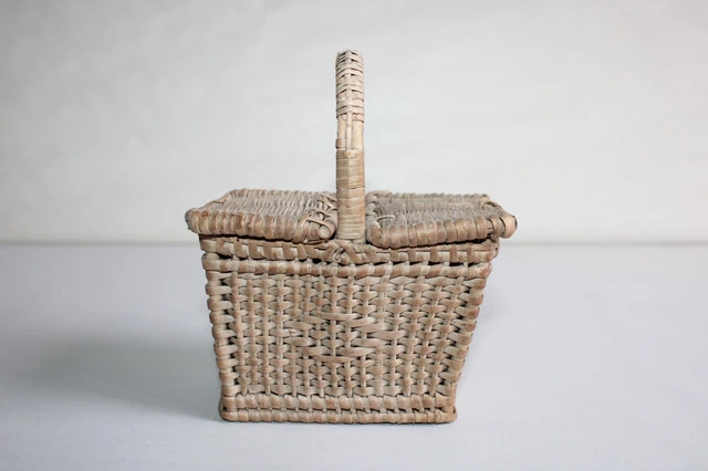 Panier De Poupée Ancien En Osier Tressé - XIXe Siècle, France