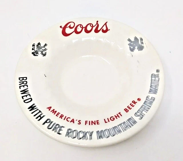VTG 6-inch Coors Light Beer Ceramic Ashtray RARE Double Stamped Error MCM G3