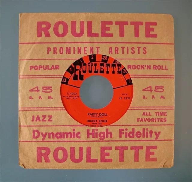 Original Roulette 4002 : Buddy Knox : Party Doll / My Baby's Gone : 45 : 1957