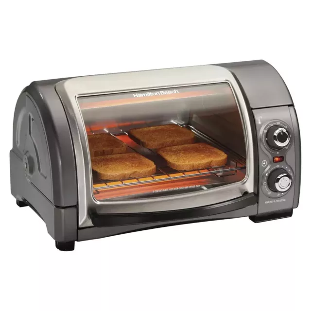 Hamilton Beach 31344D 4-Slice Easy Reach with Roll-Top Door Toaster Oven -...