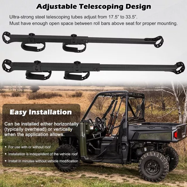 UTV Overhead Gun Bow Rack in Cab For UTV Polaris Ranger Can-Am Yamaha Kawasaki 2