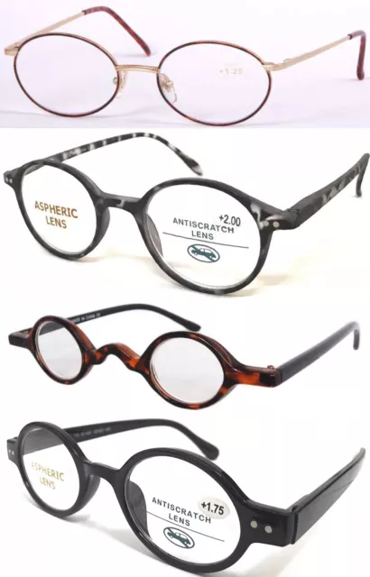 Retro Vintage Stil rundes Gestell entworfene Lesebrille/ +0,00 ~ + 4,00 ^^ +