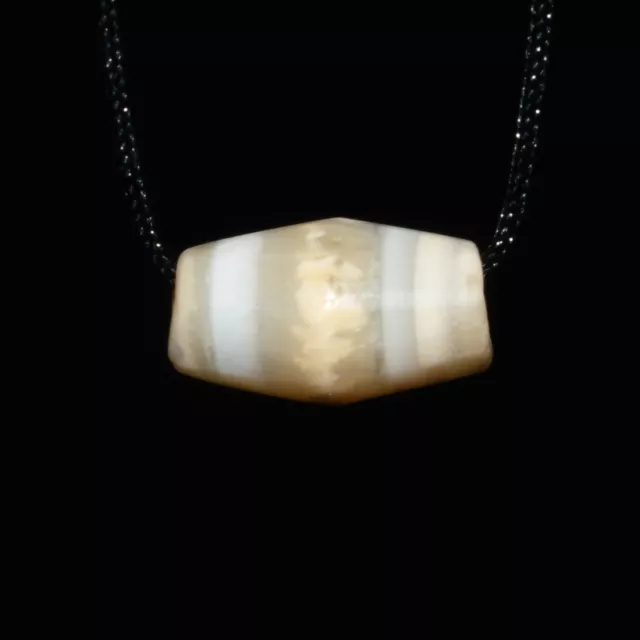 Ancient Bactrian Banded Agate Bead with Multiple Stripes Circa 2500 to 2250 BCE