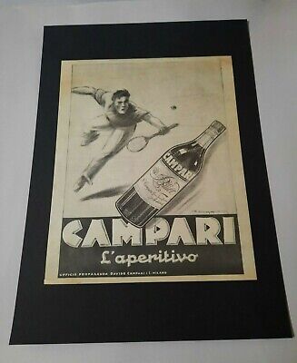 Pubblicita Liquori Campari Tennis Originale Vintage 1935 Disegno Muggiani Rara