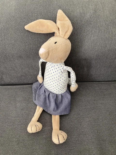 Doudou Peluche Lapin Boutchou Monoprix Jupe Bleu Blanc Pois Bout’chou 3
