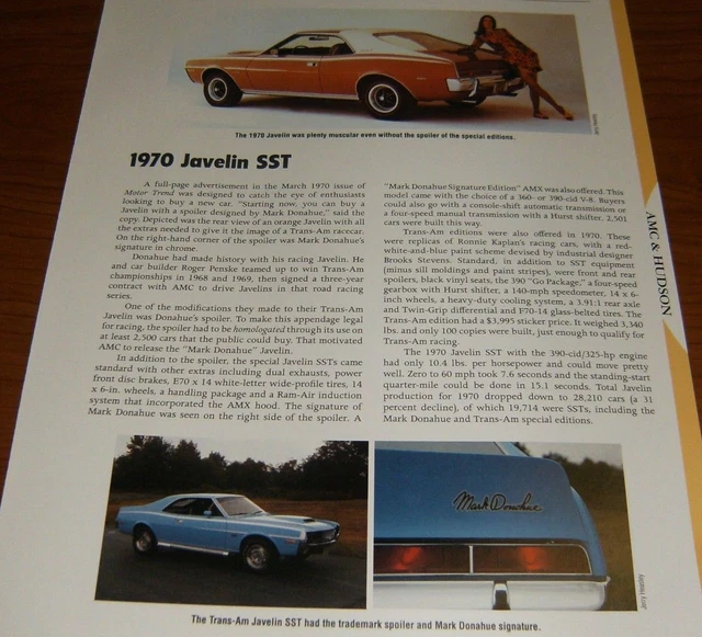 ★★1970 Amc Javelin Sst Specs Info Photo 70 Amx 390 360 Ss★★