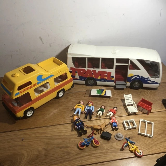 PLAYMOBIL 3148 VINTAGE Retro Camper Van 1977 + Coach de Voyage